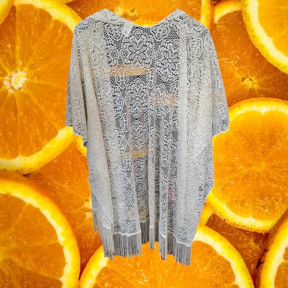 White Crochet Doily Open Front Cape‎ Size OSFM - Picture 3 of 6